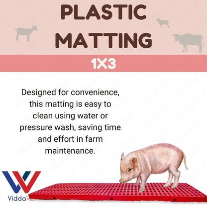 1x3 Red Plastic Matting Durable Flooring for Livestock Cages and Pens
