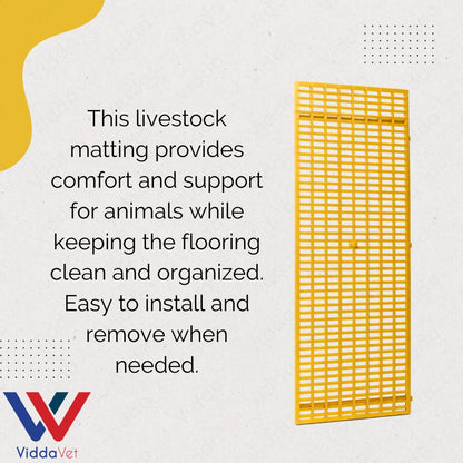 1x3 Yellow Plastic Matting for Animal Pens Non Slip Easy Clean Flooring