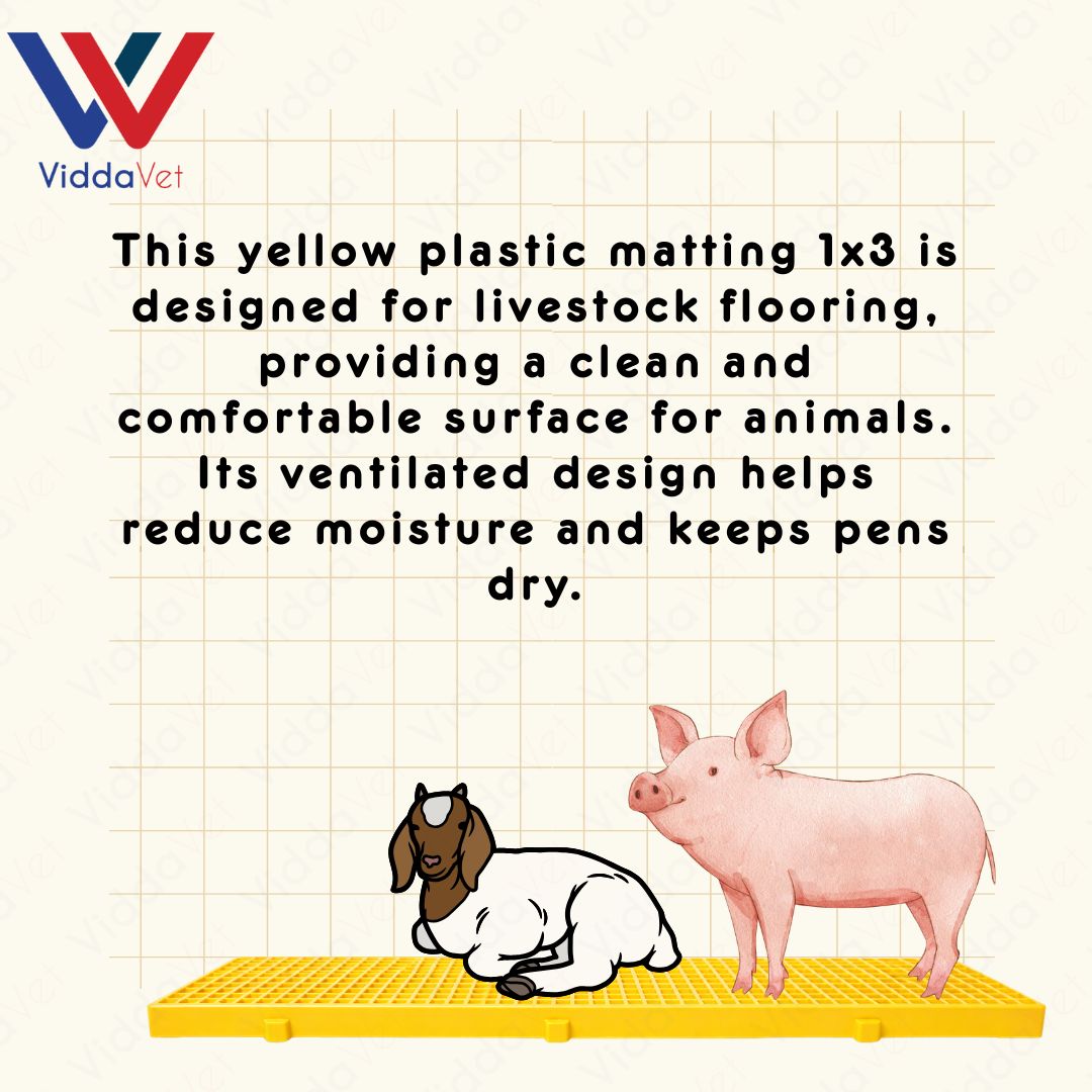 1x3 Yellow Plastic Matting for Animal Pens Non Slip Easy Clean Flooring