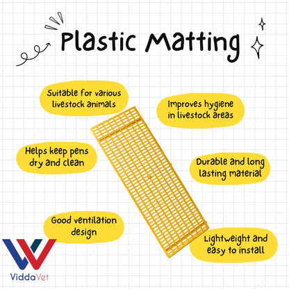 1x3 Yellow Plastic Matting for Animal Pens Non Slip Easy Clean Flooring