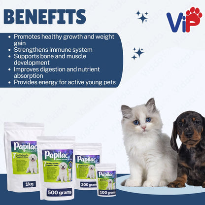 Papilac Complete Milk Formula Puppies Kittens Available 100g 500g 200g 1kg Pack