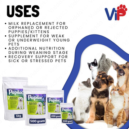Papilac Complete Milk Formula Puppies Kittens Available 100g 500g 200g 1kg Pack