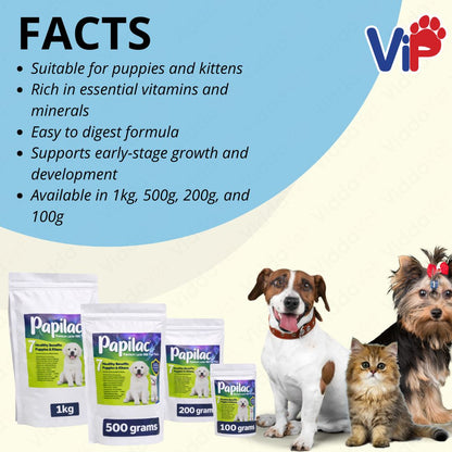 Papilac Complete Milk Formula Puppies Kittens Available 100g 500g 200g 1kg Pack