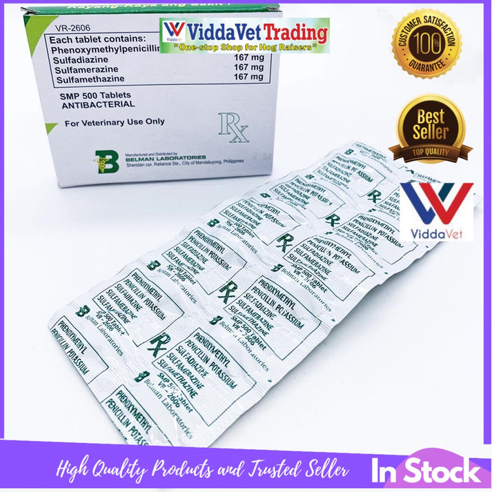 SMP 500 Antibiotic Tablets - Penicillin V + Sulfa for Swine Sheep Goats ...