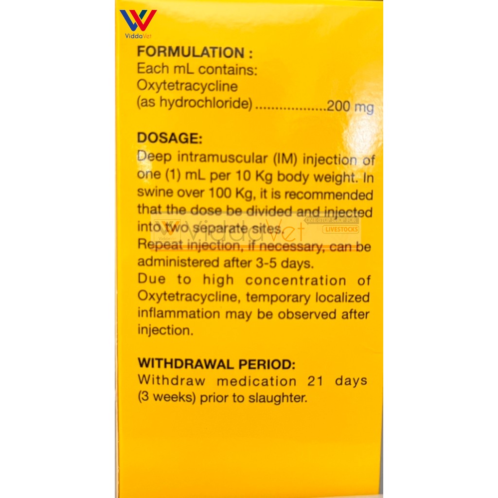 Oxytetra Robi LA Inj.. Solution for Respiratory Infections 100ml for animals