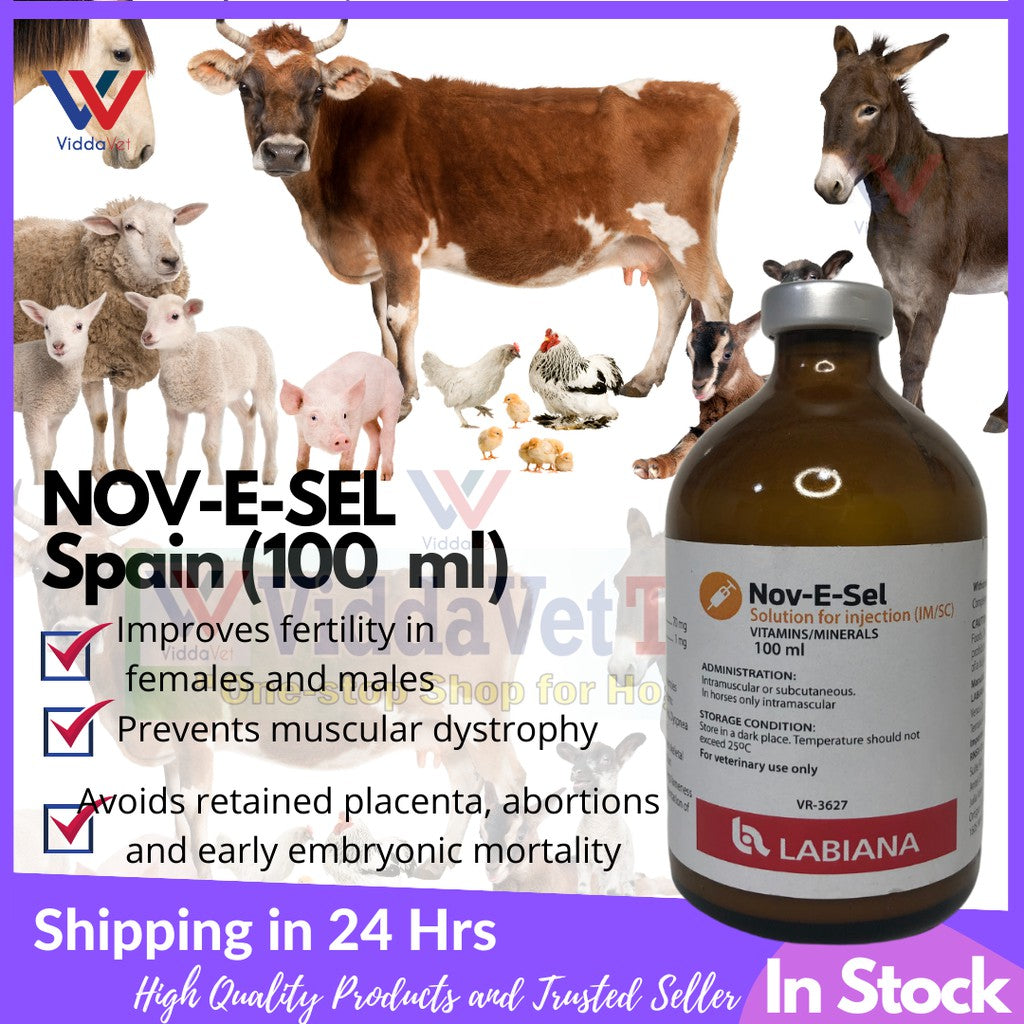 Nov E Sel Inj. Vitamin E + Selenium 100mL for animals pets livestock