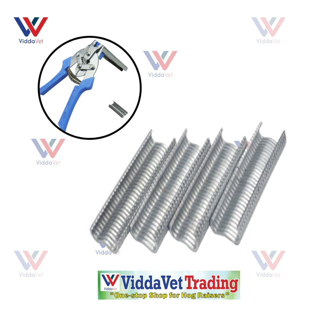 Type M Hog Ring Cage Plier + 600Pcs M Type Staples Nails