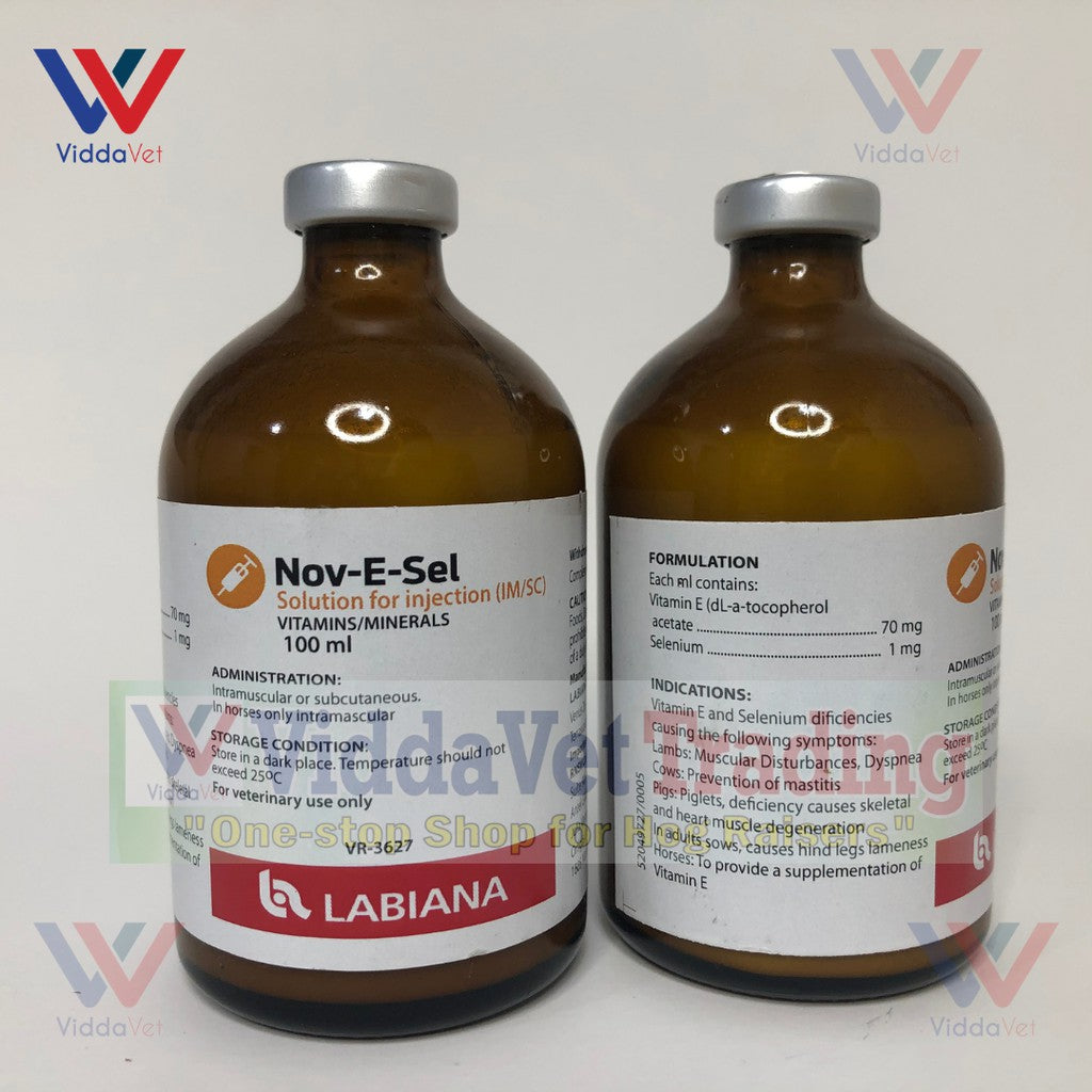 Nov E Sel Inj. Vitamin E + Selenium 100mL for animals pets livestock