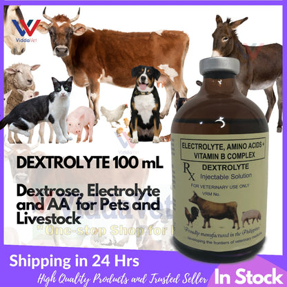 Dextrolyte -- Electrolytes, Amino Acids plus Vitamin B Complex  100ml swine, pets, gamefowl,poultry