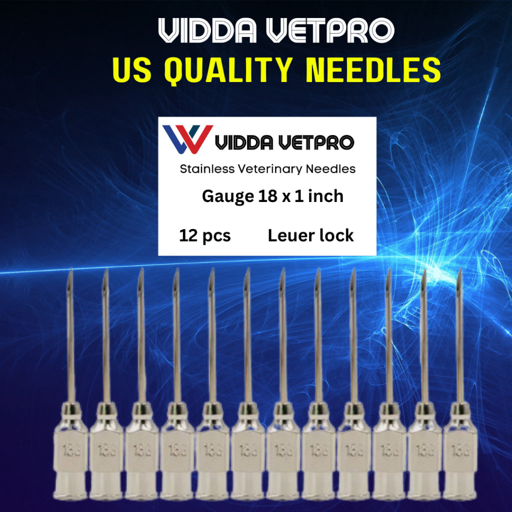 1 Dozen Vidda VetPro Stainless US Quality Needles Stainless Steel Needles 12 pcs  Syringe Needles