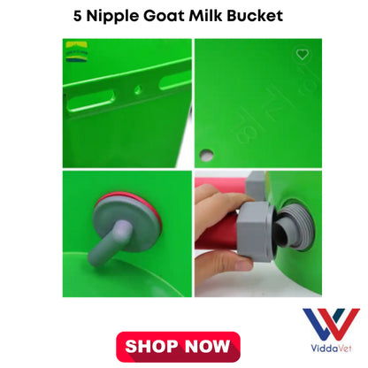 5 Nipples Goat/Sheep Milk Bucket 8L