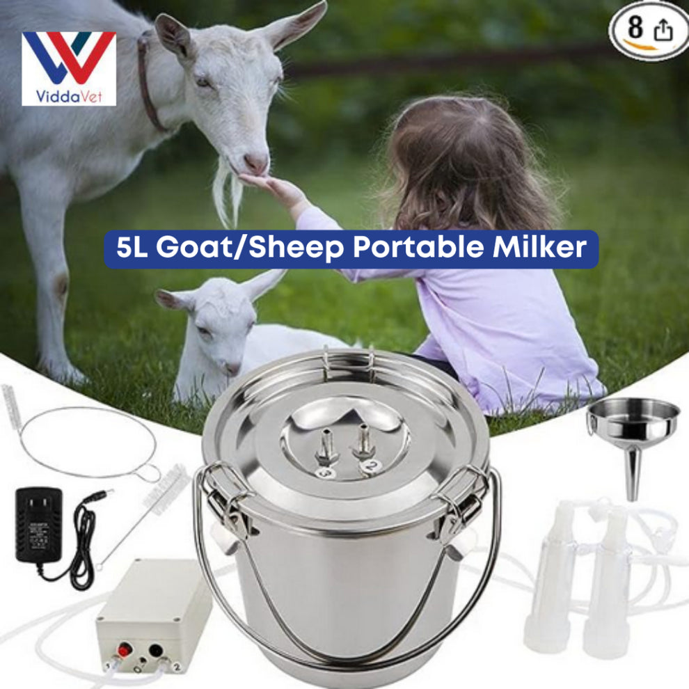 Goat Farming Machine 5L Portable Goat/Sheep Milking Machine - Professional Farm Equipment ...