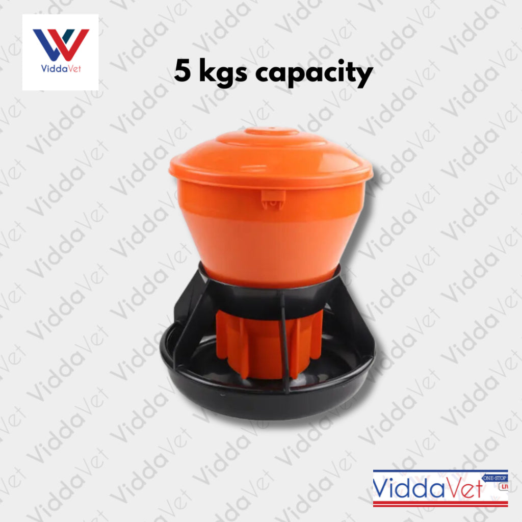 Orange Automatic Round Piglet Feeder (5 kgs / 15 kgs)