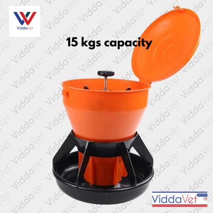 Orange Automatic Round Piglet Feeder (5 kgs / 15 kgs)