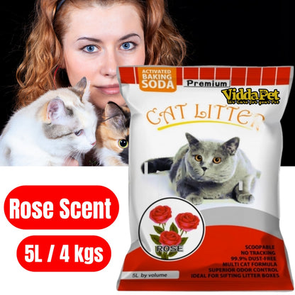 Premium Cat Litter Sand Rose Scent 5L 4kgs