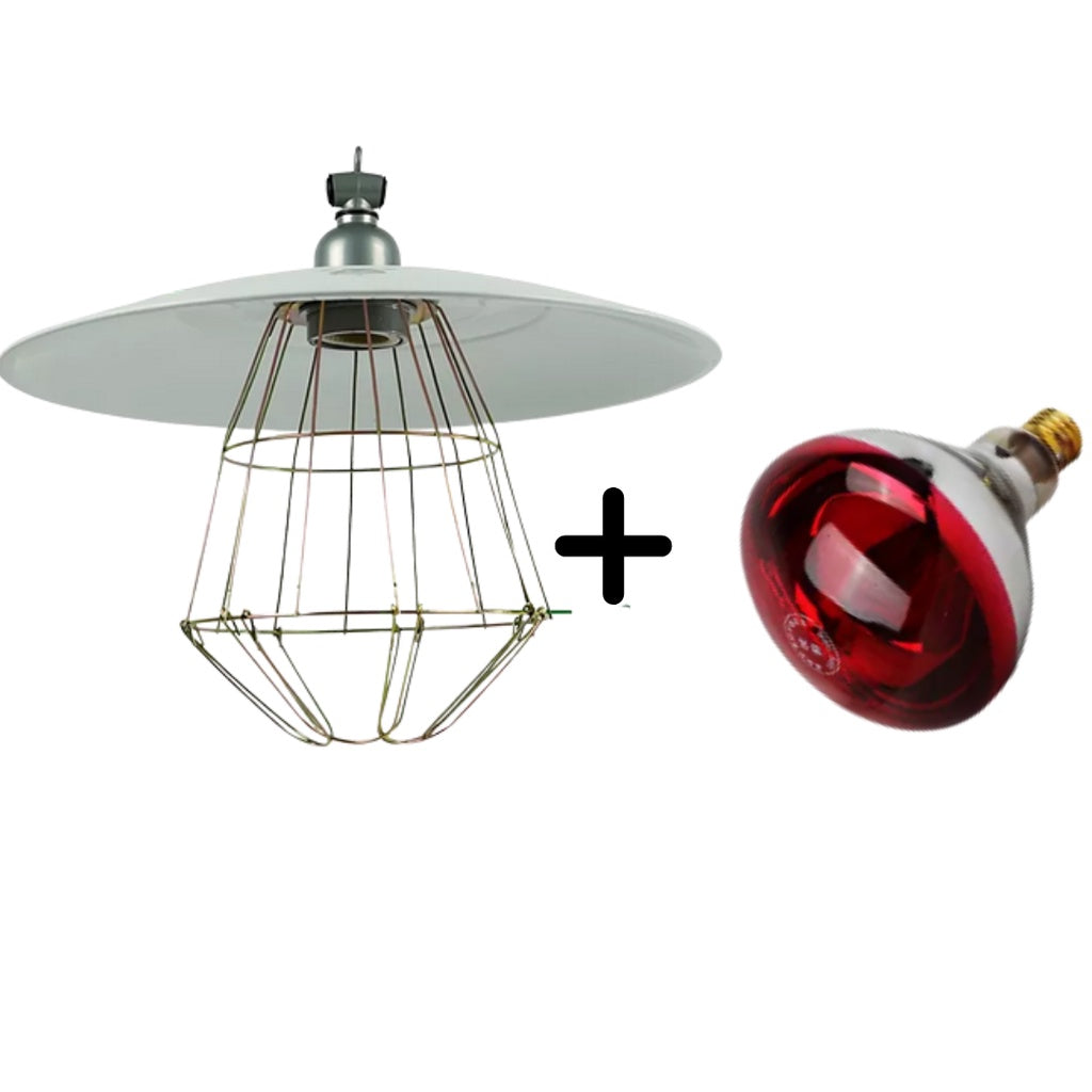 Metal Heat lamp shade with net + bulb guard brooder lamp brooder heat lamp with infrared bulb