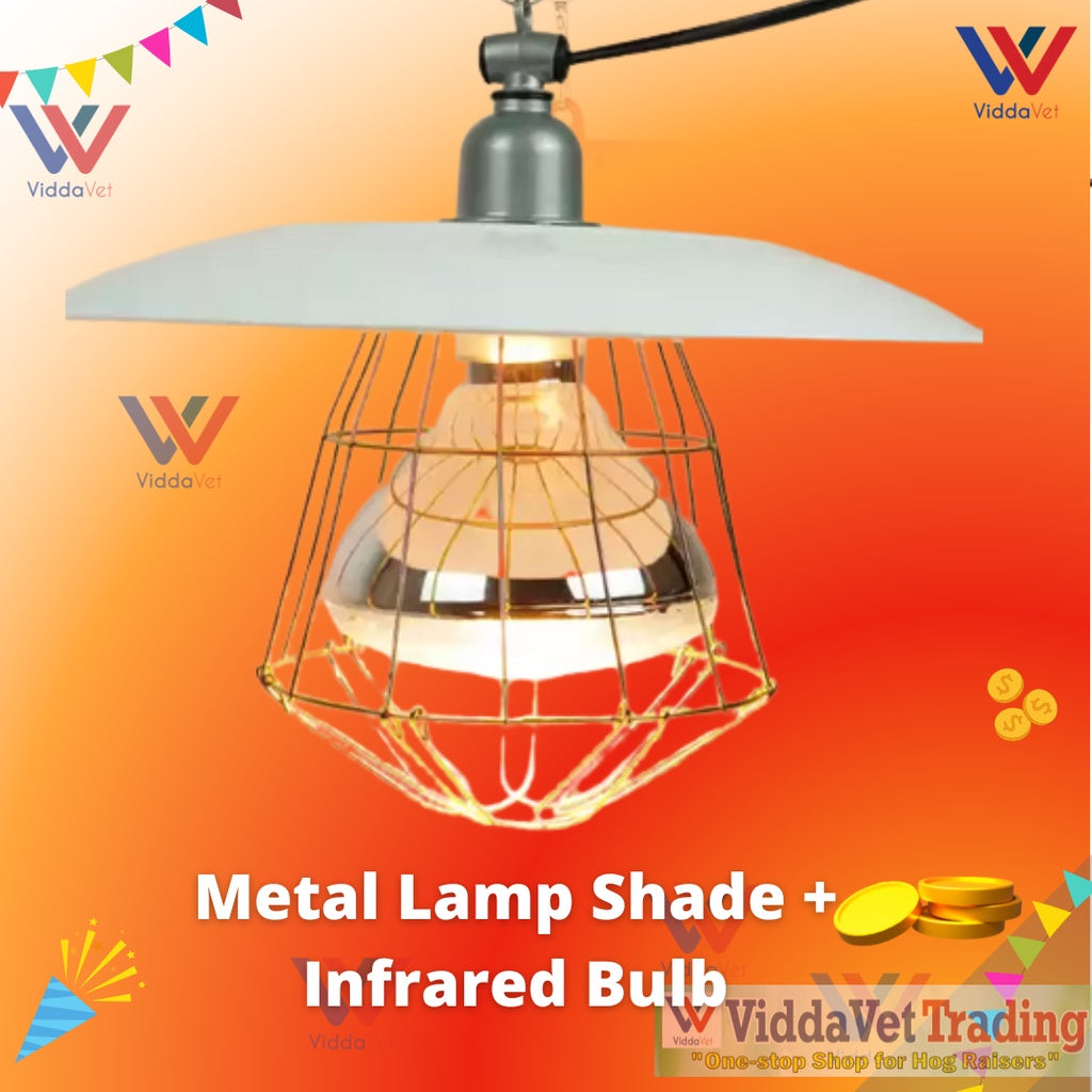 Metal Heat lamp shade with net + bulb guard brooder lamp brooder heat lamp with infrared bulb