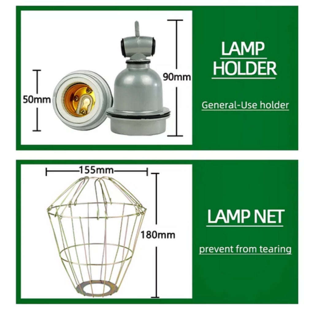 Metal Heat lamp shade with net + bulb guard brooder lamp brooder heat lamp with infrared bulb