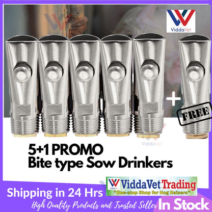 Copper End Sow Bite Type Drinker 6pcs