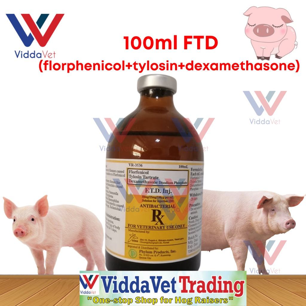 1 bot 100ml FTD (florphenicol+tylosin+dexamethsone)   from Korea  for animals pigs