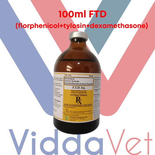 1 bot 100ml FTD (florphenicol+tylosin+dexamethsone)   from Korea  for animals pigs