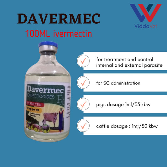 1 bottle davermec 100ml pampurga for animals cattle goat pigs
