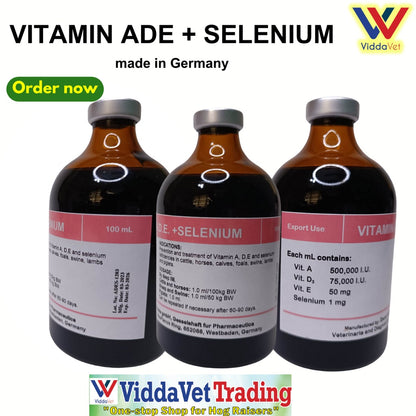 1 bottle Vit ADE + Selenium 100ml  injectable from Germany for animals pig , calves
