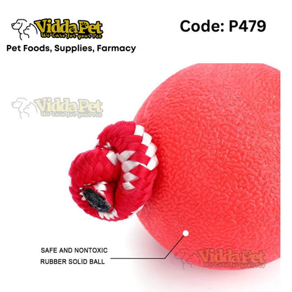Red Round Dog String Rubber Ball With Rope