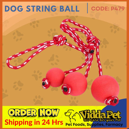 Red Round Dog String Rubber Ball With Rope