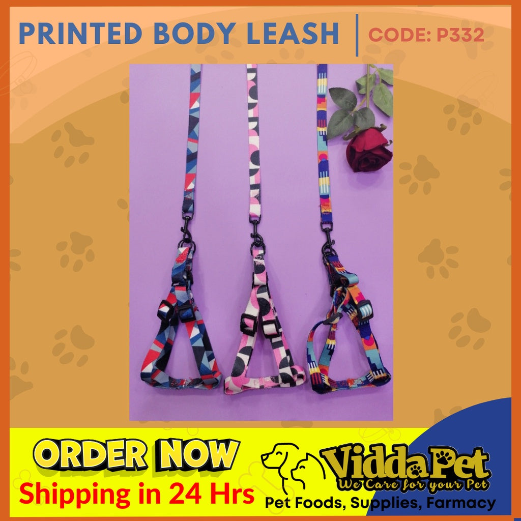 Printed Dog Body Harness Leash