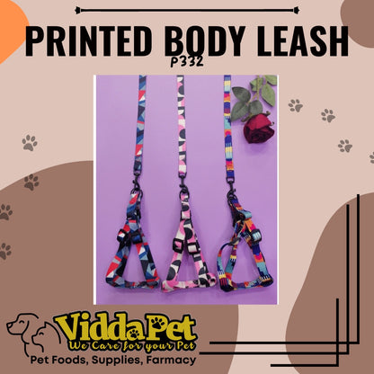 Printed Dog Body Harness Leash