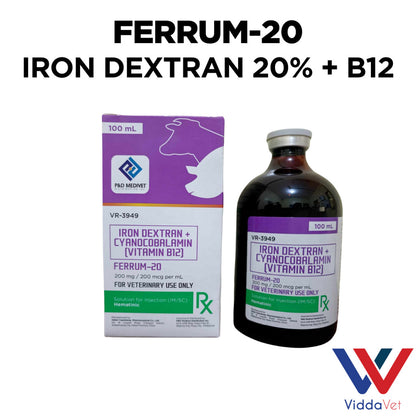 1 bot Ferrum -20 for anti anemia iron dextran for piglets calves goat 100ml