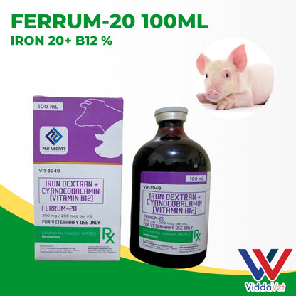 1 bot Ferrum -20 for anti anemia iron dextran for piglets calves goat 100ml