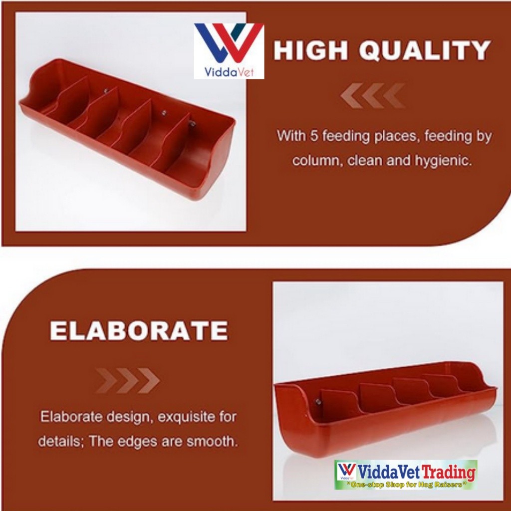 Plastic Piglet Feeder 5 Slot Brown