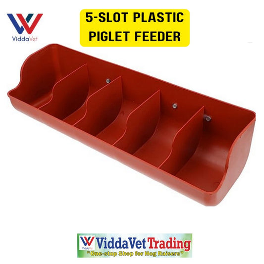 Plastic Piglet Feeder 5 Slot Brown