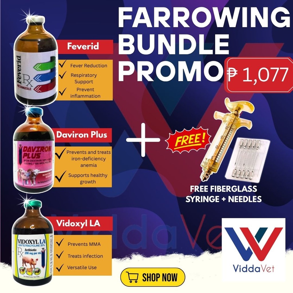 Farrowing Bundle Vidoxyl LA Feverid Daviron Plus 100ml