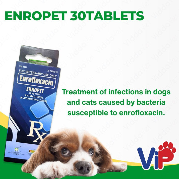 EnroPet Enrofloxacin 30 Tablets - Broad-Spectrum Pet Antibiotic ...