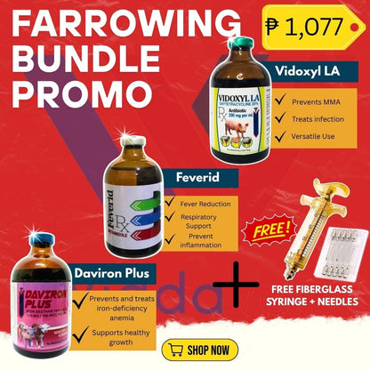 Farrowing Bundle Vidoxyl LA Feverid Daviron Plus 100ml