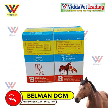 Belman DCM solution for inj 50ml Minerals Dex calcium magnesium horse farm l;ivestock ruminants 50ml