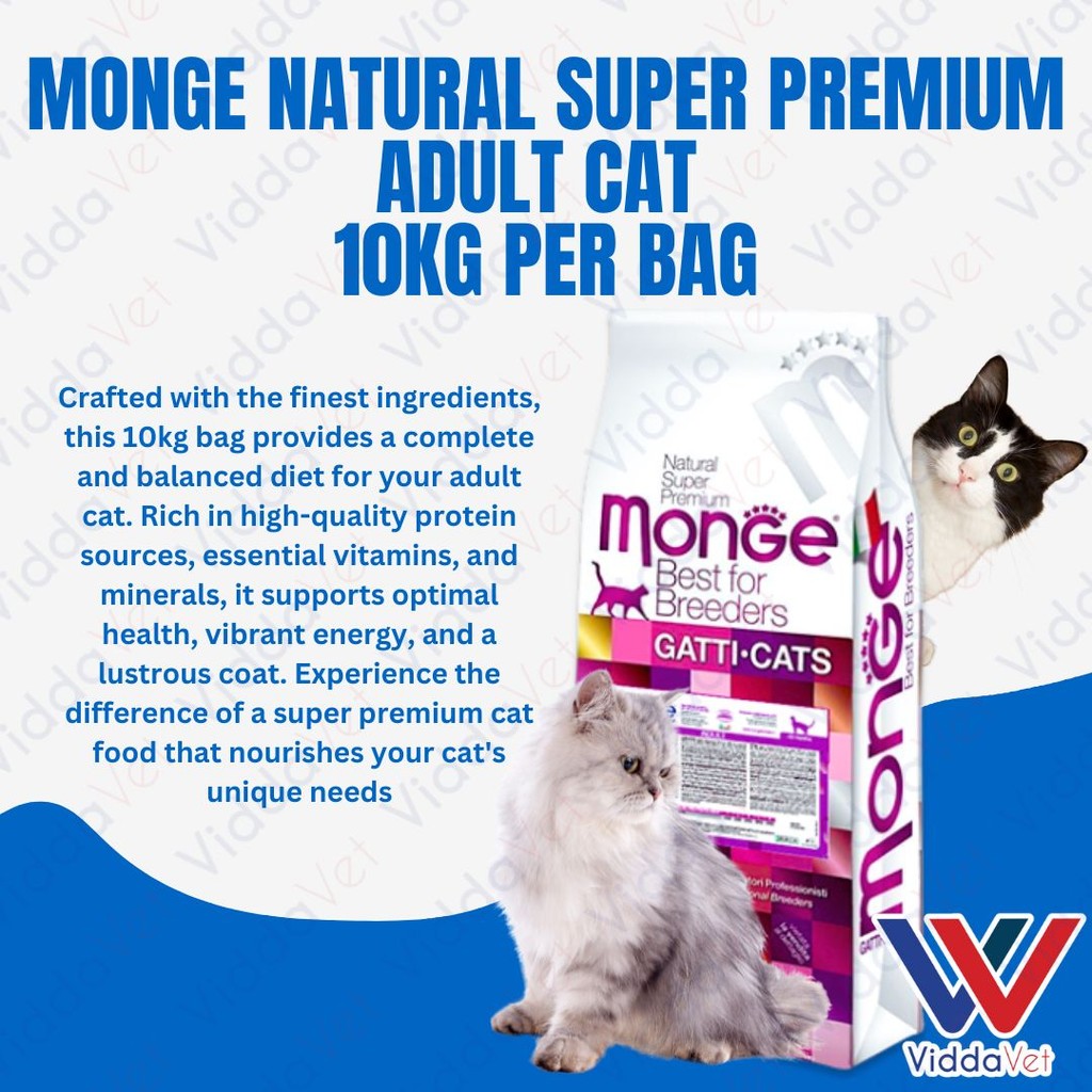 Monge Natural Super Premium Adult Cat Food Per Bag 10kg