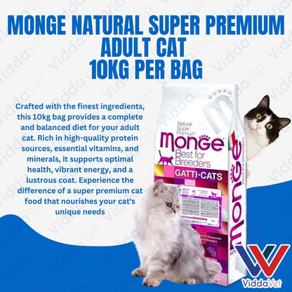 Monge Natural Super Premium Adult Cat Food Per Bag 10kg
