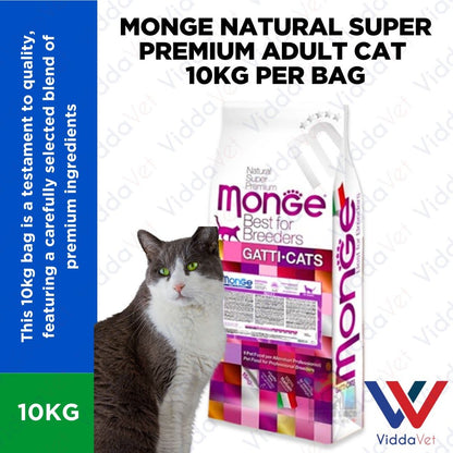 Monge Natural Super Premium Adult Cat Food Per Bag 10kg