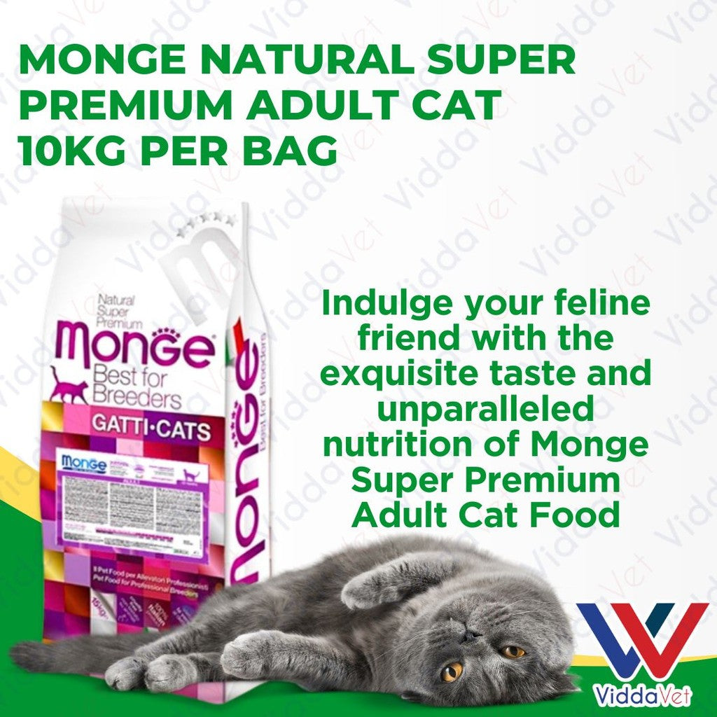 Monge Natural Super Premium Adult Cat Food Per Bag 10kg