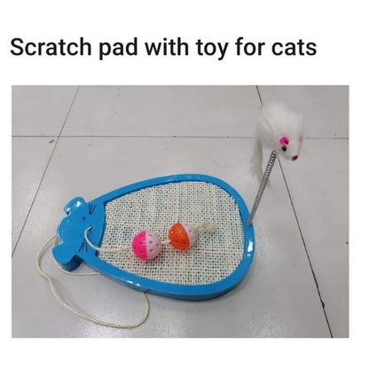 Cat Scratch Pad with Toys (Blue/ Pink/ Orange/ Random Color)