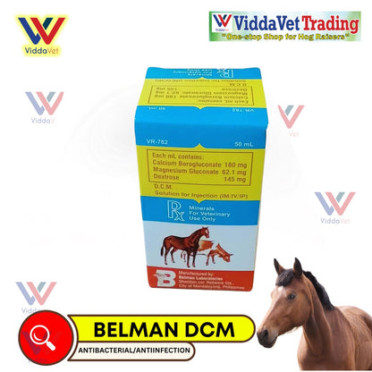 Belman DCM solution for inj 50ml Minerals Dex calcium magnesium horse farm l;ivestock ruminants 50ml