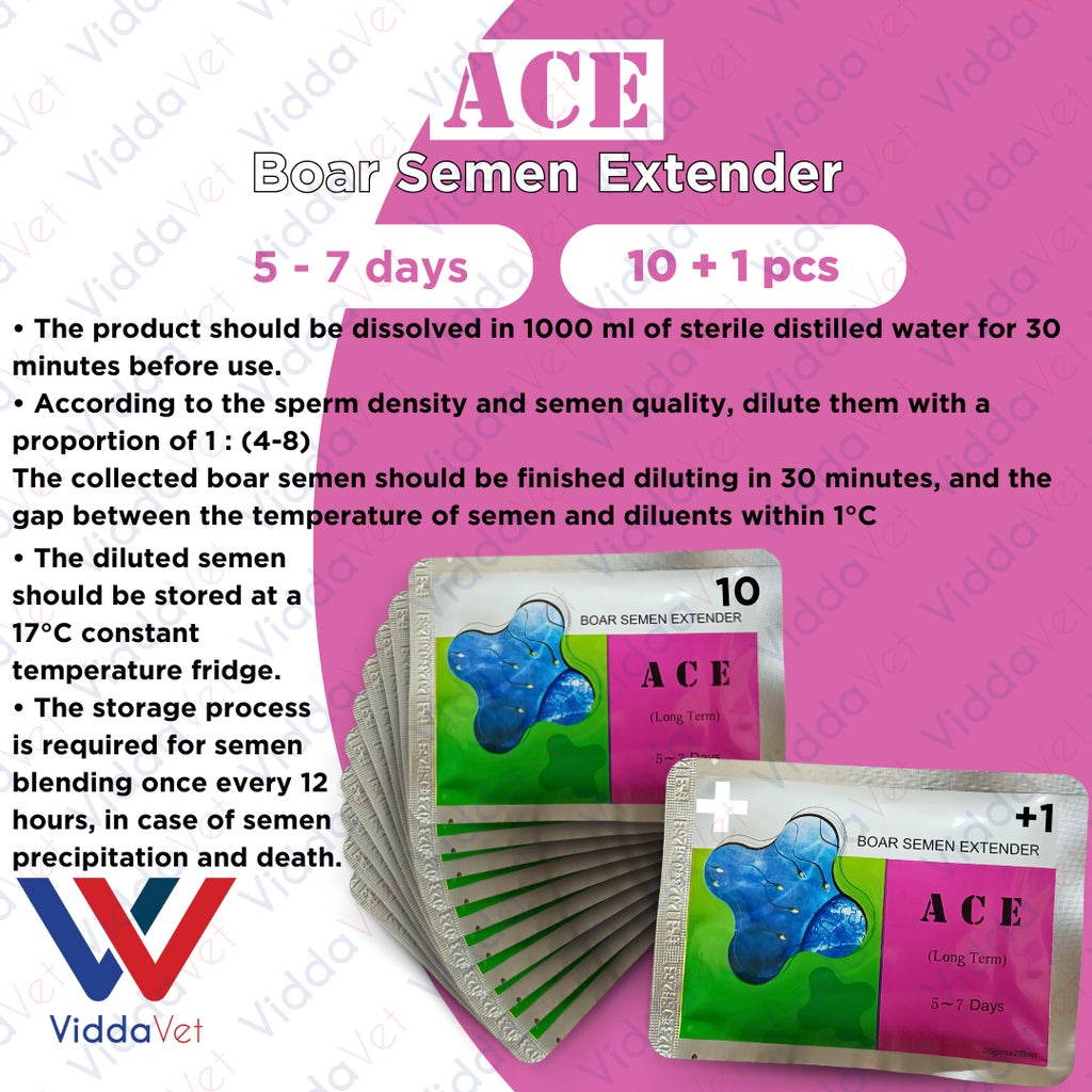 Ace Boar Semen Extender 5 to 7 days 10pcs + 1 Free
