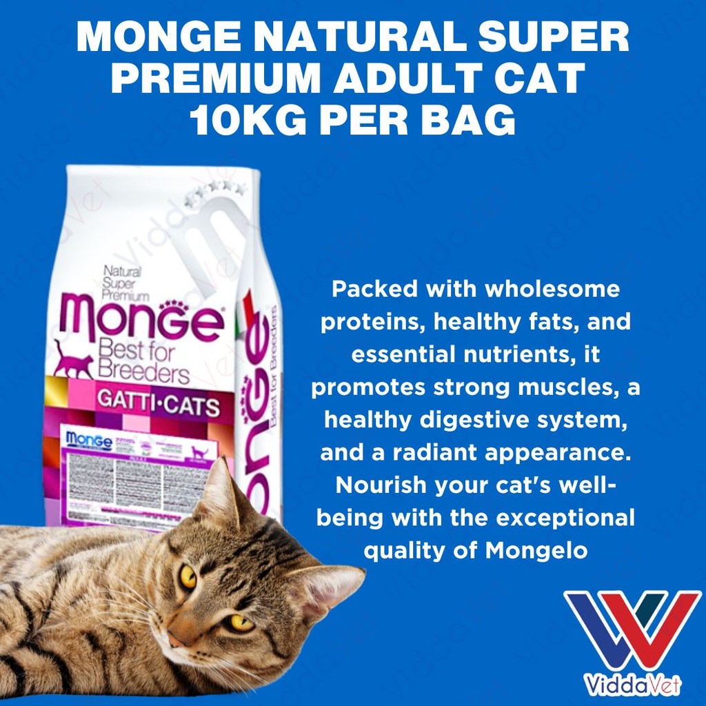 Monge Natural Super Premium Adult Cat Food Per Bag 10kg