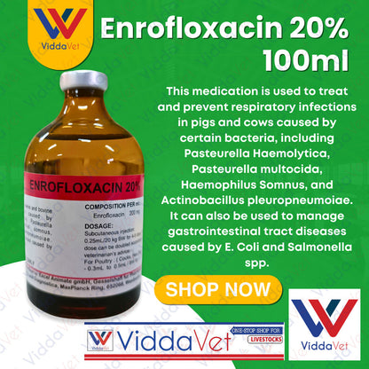 Viddavet Enro 20% 100ml for animals professional Strength Enrofloxacin Suspension 20%