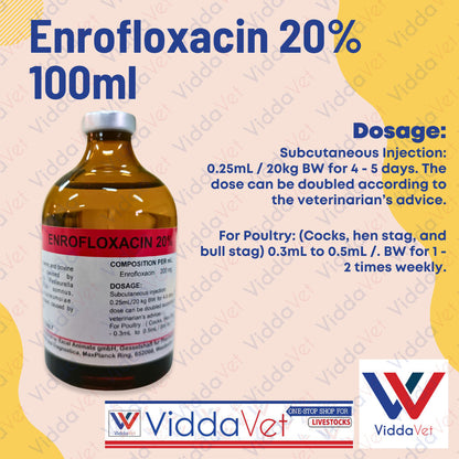 Viddavet Enro 20% 100ml for animals professional Strength Enrofloxacin Suspension 20%