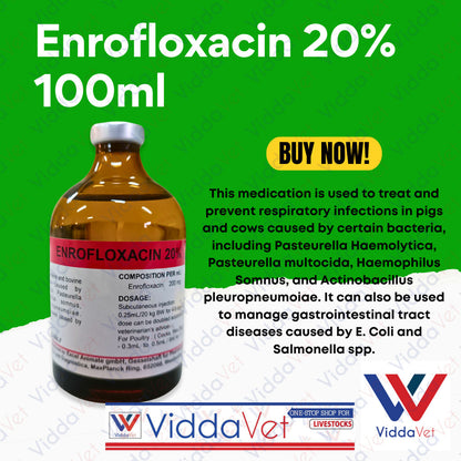 Viddavet Enro 20% 100ml for animals professional Strength Enrofloxacin Suspension 20%